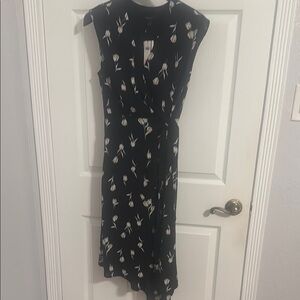Black Floral Wrap Dress